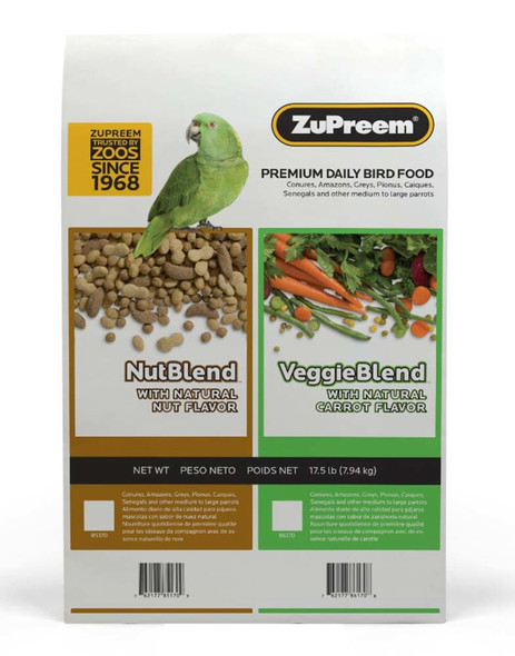 ZuPreem VeggieBlend with Natural Flavor Pelleted Bird Food for Parrots and Conures - 17.5 lb