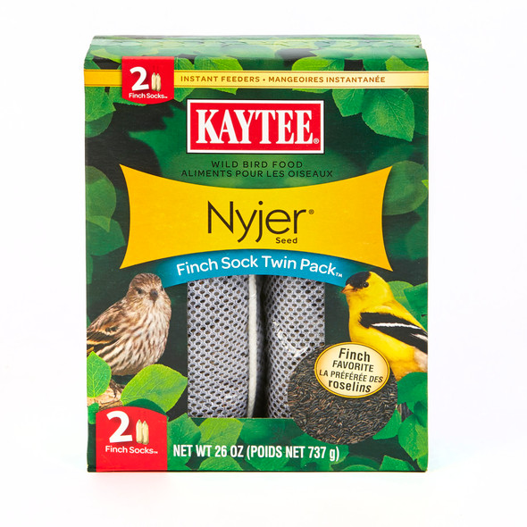 Kaytee Wild Bird Food Nyjer Seed Finch Sock Twin Pack Instant Feeder - 26 oz