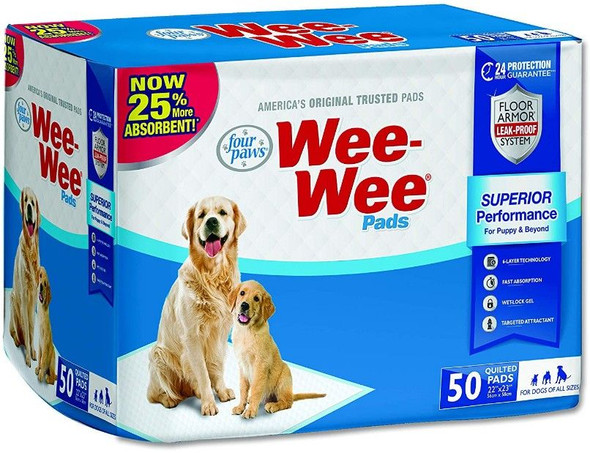 Four Paws Wee Wee Pads Original 50 Pack (22 Long x 23 Wide)