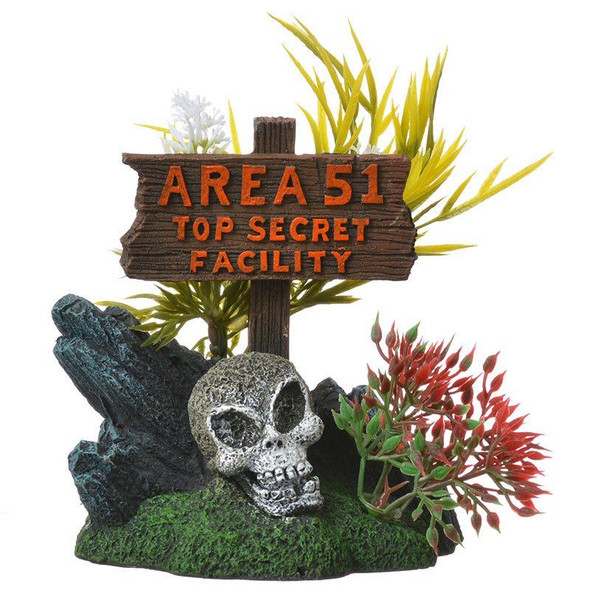 Exotic Environments Area 51 Top Secret Sign Aquarium Ornament 3L x 4.25W x 5.25H