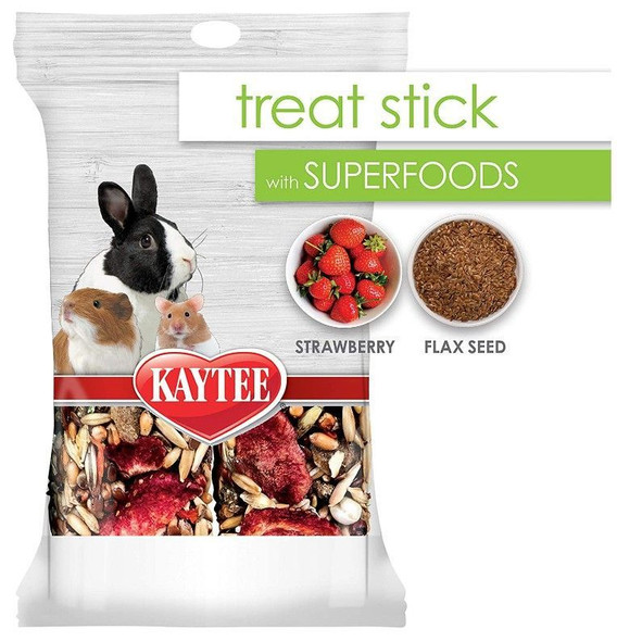 Kaytee Superfoods Small Animal Treat Stick - Strawberry & Flax 5.5 oz