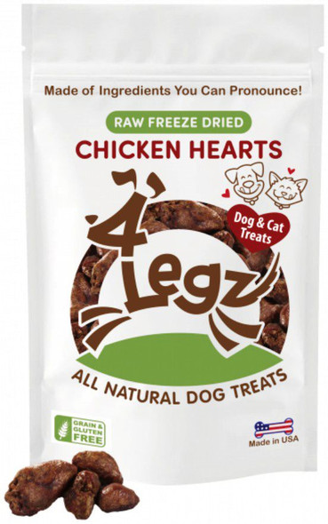 4Legz Freeze Dried Chicken Hearts Dog Treats 4 oz