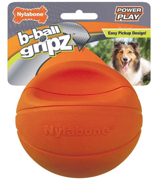 Nylabone Power Play B-Ball Grips Basketball Medium 4.5 Inch Dog Toy