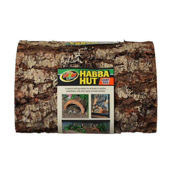 Zoo Med Habba Hut Natural Half Log with Bark Shelter Giant (11L x 9.5W x 5.5H)