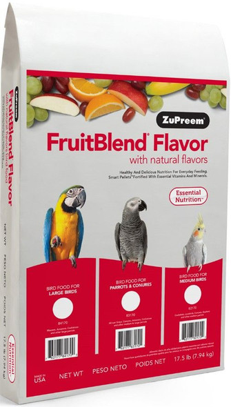 ZuPreem FruitBlend Flavor Bird Food for Parrots & Conures 17.5 lbs
