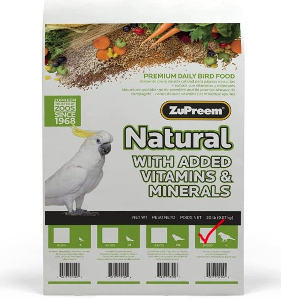 ZuPreem Natural Blend Bird Food - Large Parrot Large (20 lbs)