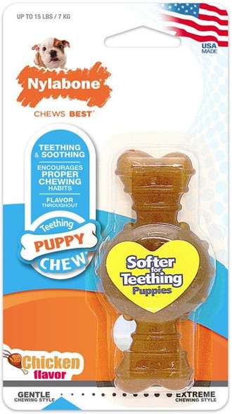 Nylabone Puppy Chew Textured Ring & Bone - Chicken Flavor