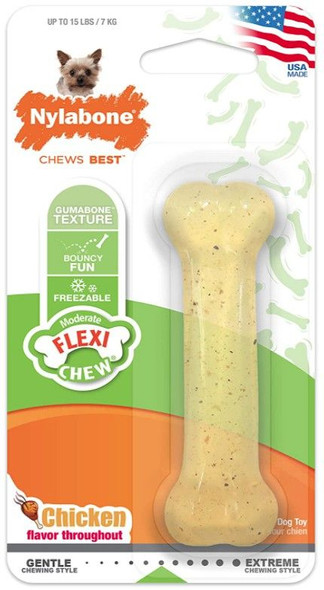 Nylabone Flexi Chew Dog Bone - Chicken Flavor - 8158