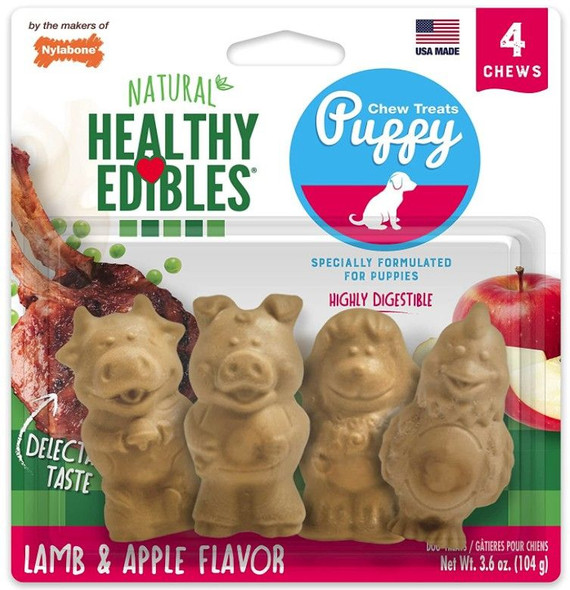 Nylabone Natural Healthy Edibles Puppy Chew Treats - Lamb Apple Flavor - 5331