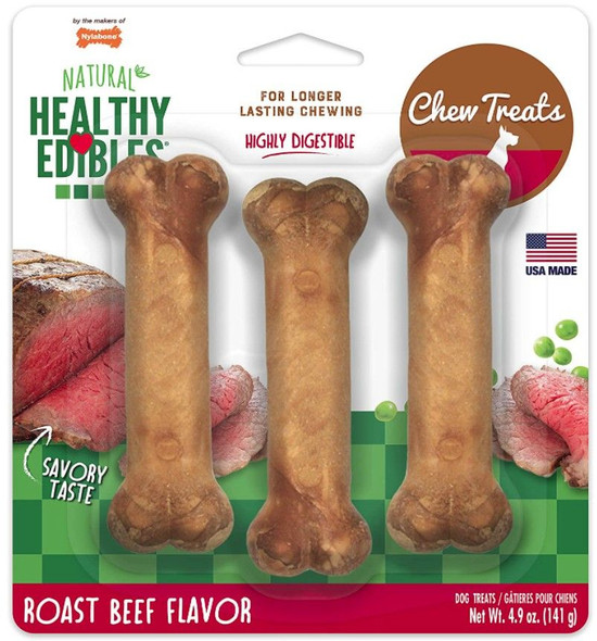 Nylabone Healthy Edibles Wholesome Dog Chews - Roast Beef Flavor - 6348