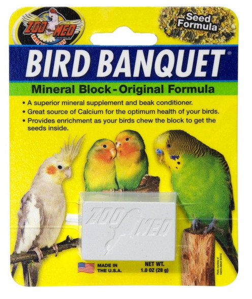 Zoo Med Bird Banquet Mineral Block - Original Seed Formula Small - 1 Block - 1 oz
