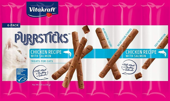 Vitakraft PurrSticks Chicken & Salmon Treats for Cats 6 count