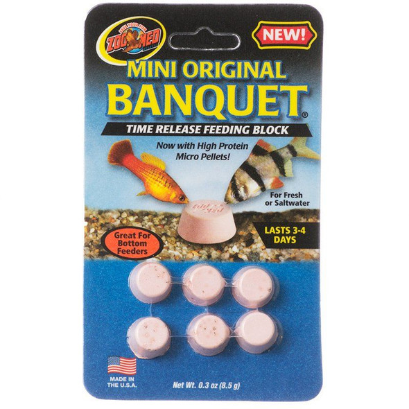 Zoo Med Mini Original Banquet Fish Feeding Block Mini - .3 oz Total (6 Pack)