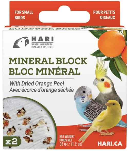 HARI Orange Peel Mineral Block for Small Birds 1.2 oz