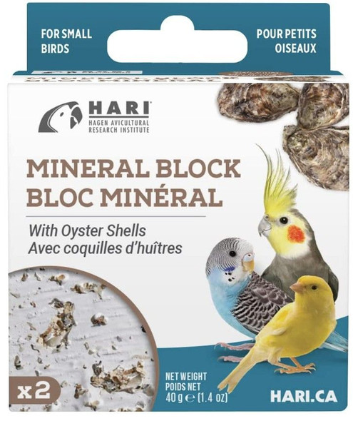 HARI Oyster Shell Mineral Block for Small Birds 1.4 oz