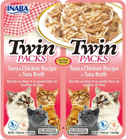Inaba Twin Packs Tuna and Chicken Recipe in Tuna Broth for Cats 2 count