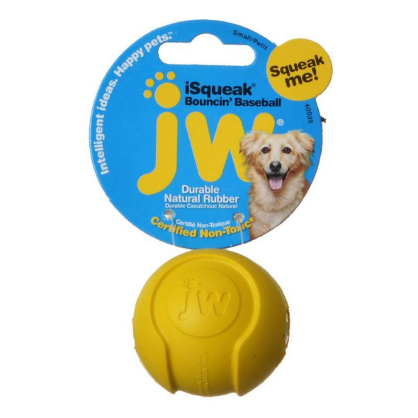 JW Pet iSqueak Bouncing Baseball Rubber Dog Toy Small - 2 Diameter