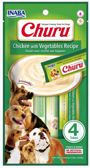 Inaba Churu Chicken with Vegetables Recipe Creamy Dog Treat 4 count