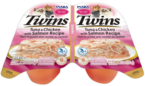 Inaba Twins Tuna and Chicken with Salmon Recipe Side Dish for Cats 2 count