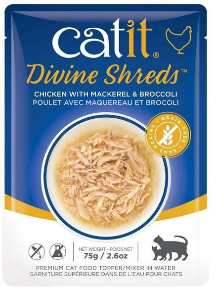 Catit Divine Shreds Chicken with Mackerel and Broccoli 2.65 oz