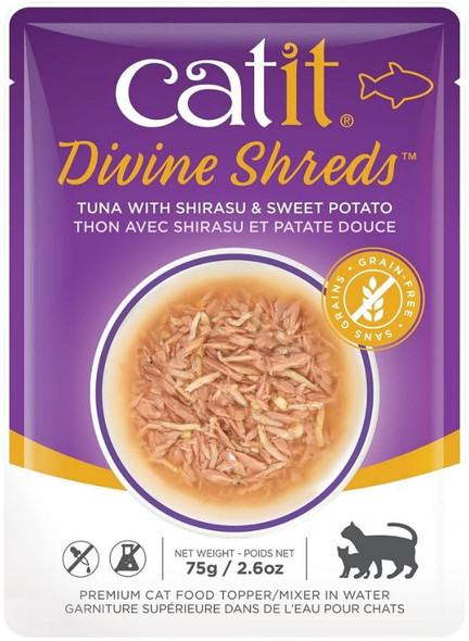 Catit Divine Shreds Tuna with Shirasu and Sweet Potato 2.65 oz
