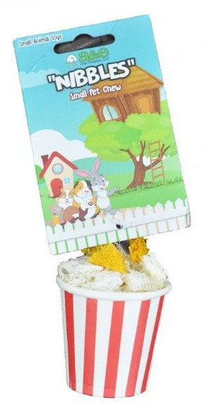 AE Cage Company Nibbles Popcorn Bucket Loofah Chew Toy 1 count
