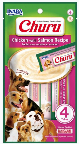 Inaba Churu Chicken with Salmon Recipe Creamy Dog Treat 4 count
