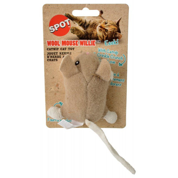 Spot Wool Mouse Willie Catnip Toy - Assorted Colors 1 Count (3.5 Long)