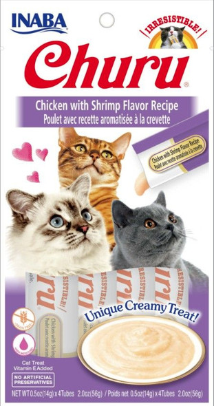 Inaba Churu Chicken with Shrimp Flavor Recipe Creamy Cat Treat 4 count
