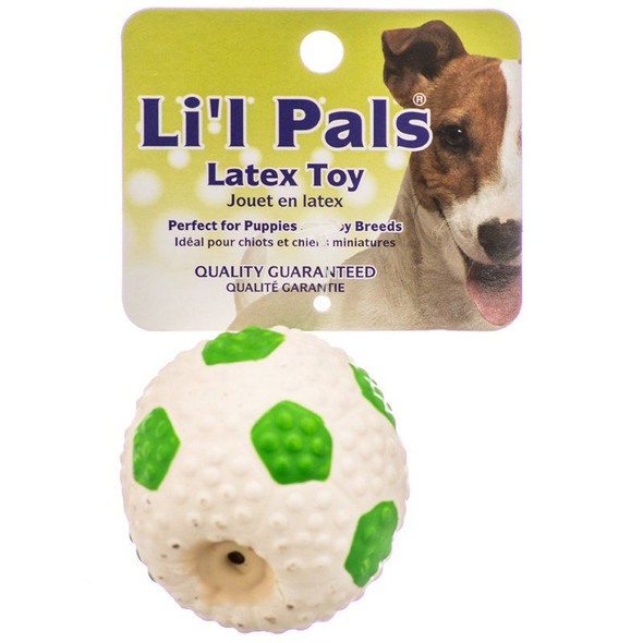 Lil Pals Latex Mini Soccer Ball for Dogs - Green & White 2 Diameter