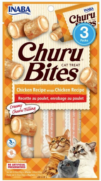 Inaba Churu Bites Cat Treat Chicken Recipe wraps Chicken Recipe 3 count