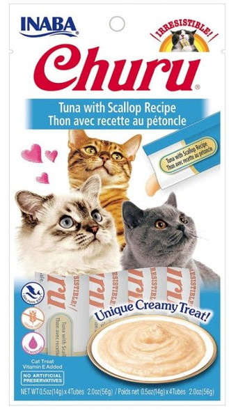 Inaba Churu Tuna with Scallop Recipe Creamy Cat Treat 4 count