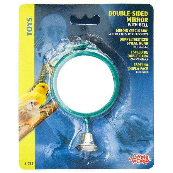 Living World Double Sided Mirror with Bell Bird Toy 1 Pack - (Assorted Colors)