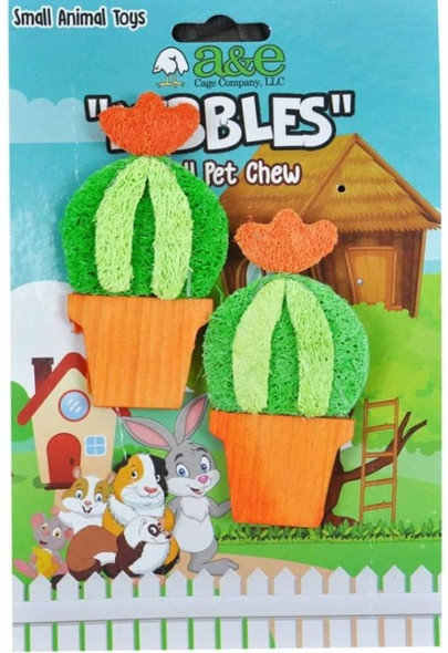 AE Cage Company Nibbles Barrel Cactus Loofah Chew Toy with Wood 2 count