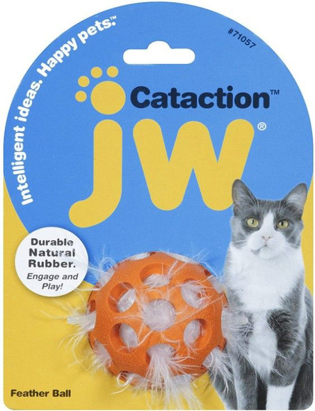 JW Pet Cataction Feather Ball Interactive Cat Toy  1 count