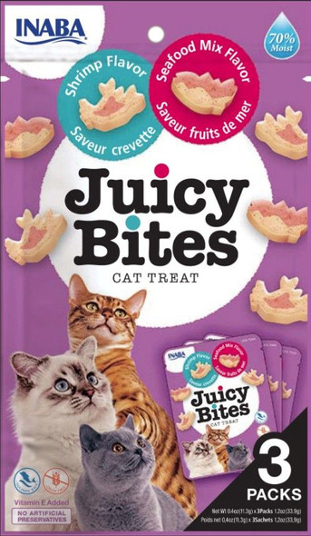 Inaba Juicy Bites Cat Treat Shrimp and Seafood Mix Flavor 3 count