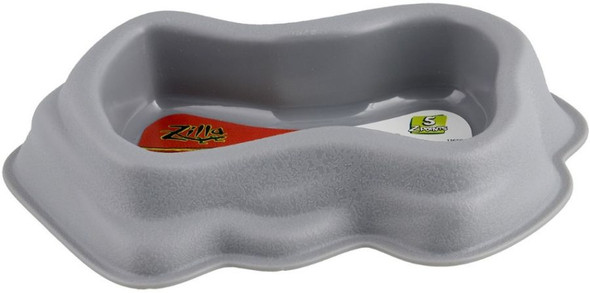 Zilla Decor Durable Dish for Reptiles Grey Medium (8.5L x 7W x 3.3H)