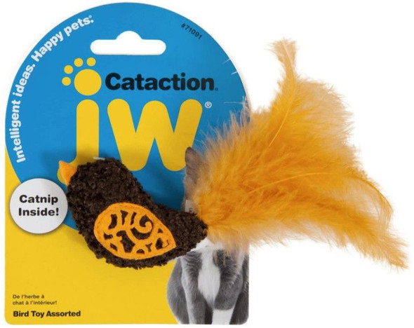 JW Pet Cataction Catnip Bird Cat Toy With Feather Tail  1 count