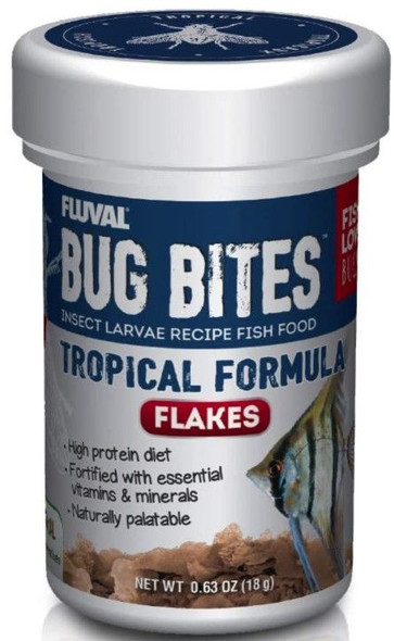 Fluval Bug Bites Insect Larvae Tropical Fish Flake 0.63 oz