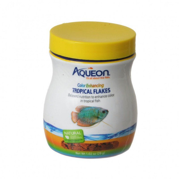 Aqueon Color Enhancing Tropical Flakes Fish Food 1.02 oz