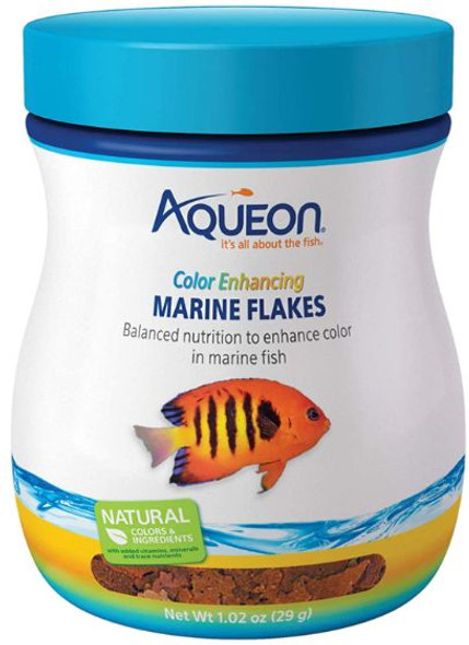 Aqueon Color Enhancing Marine Flakes Fish Food 1.02 oz