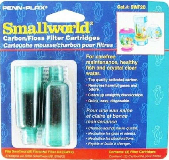 Penn Plax Smallworld Carbon/Floss Filter Cartridges 2 Pack