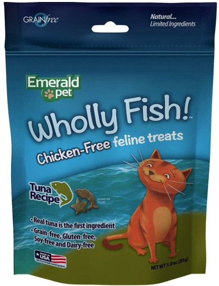 Emerald Pet Wholly Fish! Cat Treats Tuna Recipe 3 oz