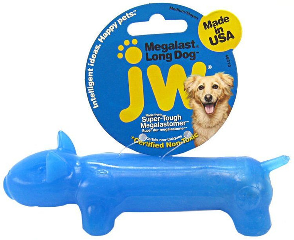 JW Pet Megalast Rubber Dog Toy - Long Dog Medium - 6.5 Long