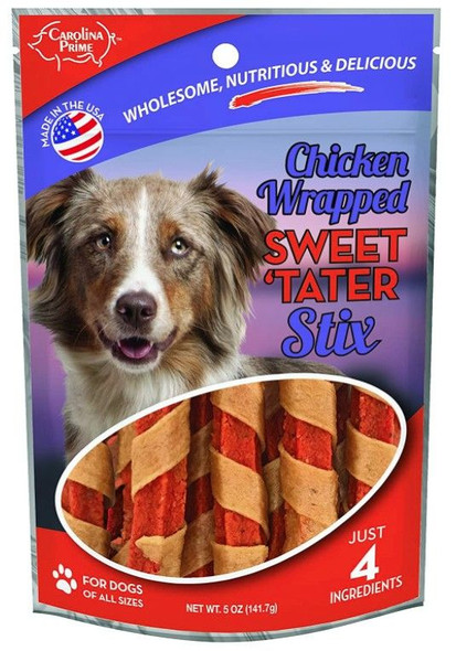 Carolina Prime Chicken Wrapped Sweet Tater Stix Dog Treats 5 oz