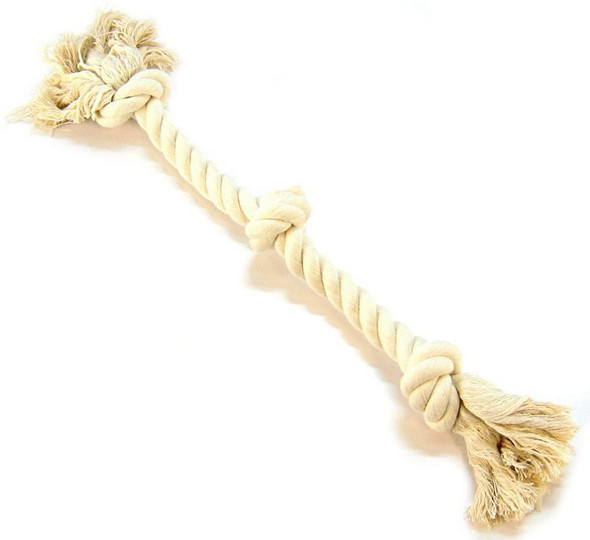 Flossy Chews 3 Knot Tug Toy Rope for Dogs - White Medium (20 Long)