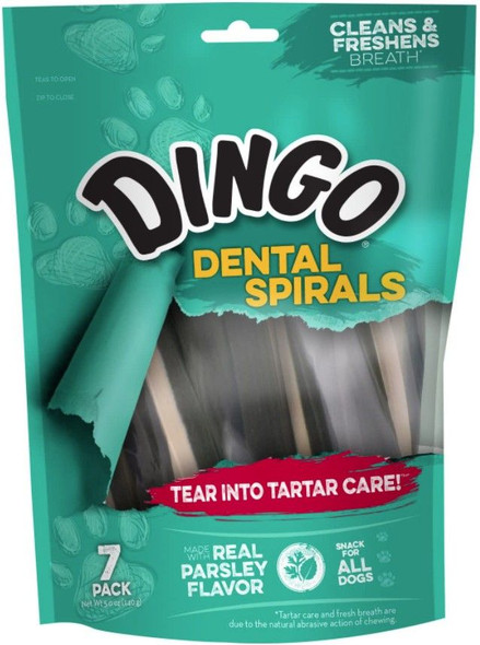 Dingo Dental Spirals Fresh Breath Dog Treats Regular - 7 Pack