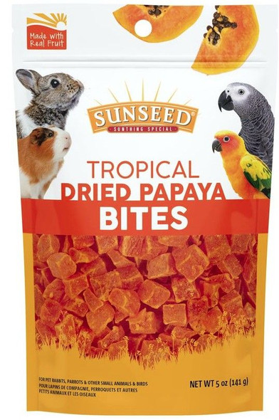 Sunseed Tropical Dried Papaya Bites for Birds and Small Animals  5 oz