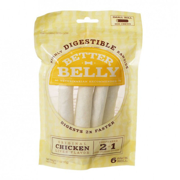 Better Belly Rawhide Chicken Liver Rolls - Small 6 Count