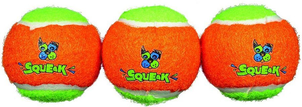 Spunky Pup Squeak Tennis Balls Dog Toy Small - 3 count